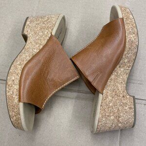 Clarks Collection Leather Cork Wedge Giselle Orchid Slide Women's Sandal Size 11